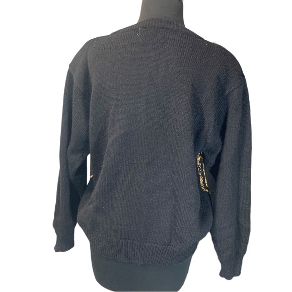 Vintage Alfred Dunner Beaded Sequin Sweater black / gold diamon argyle 70s / 80s - Picture 8 of 9